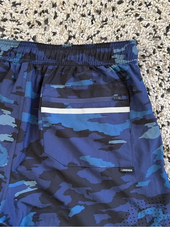 Legends Luka Shorts Blue Camo Unlined Drawstring Stretch Gym Athletic Men’s XL - Picture 12 of 16